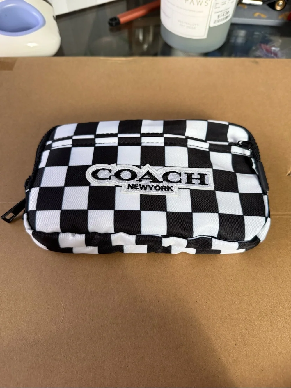 Black and White Checker Zip Crossbody